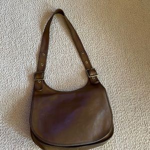 Vintage Brown Leather Coach Flap Saddlebag Purse